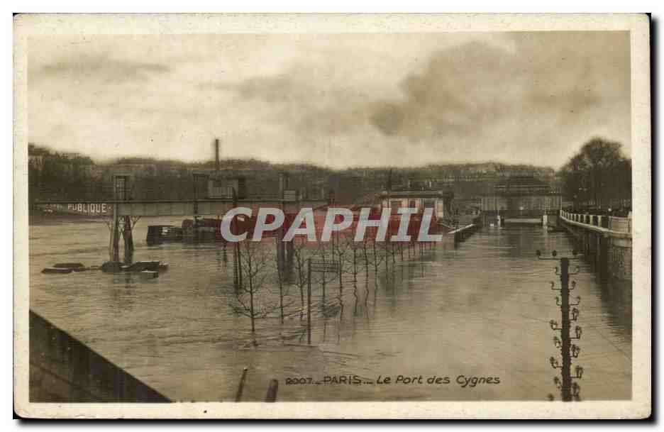 Paris CPA Le port des cygnes Inondations 1910