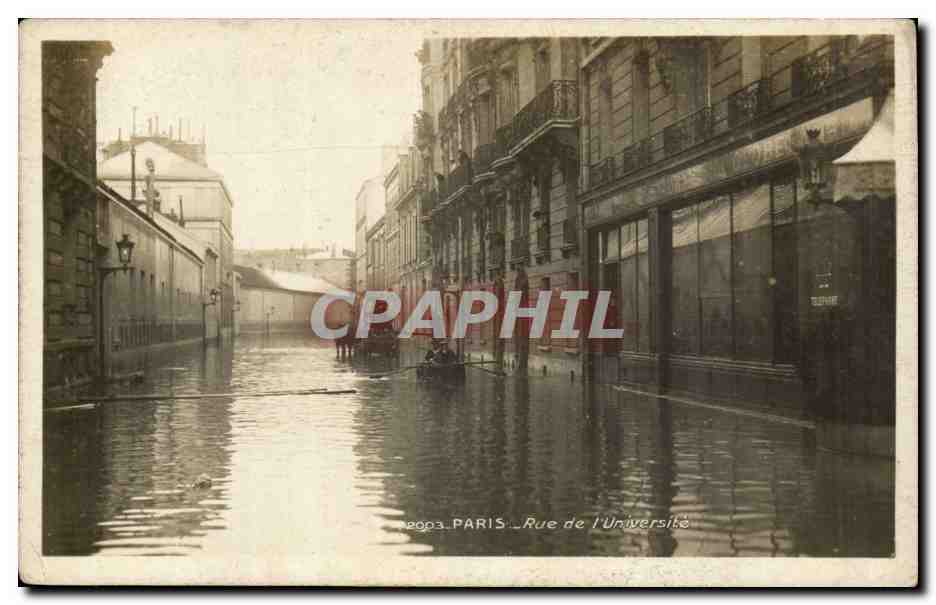 Paris CPA Rue de l'universite Inondations 1910