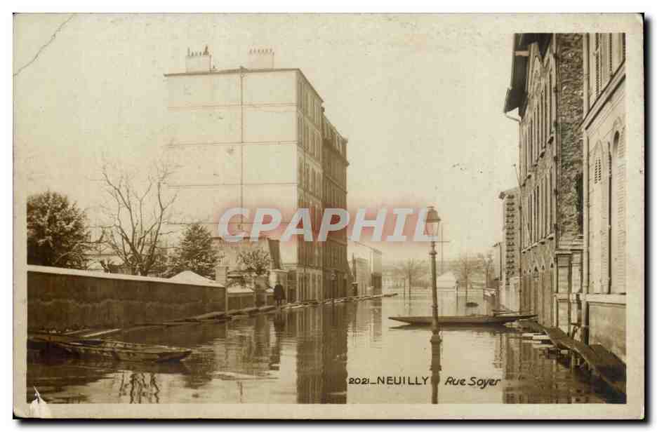 Neuilly CPA Inondations 1910 Rue Soyer