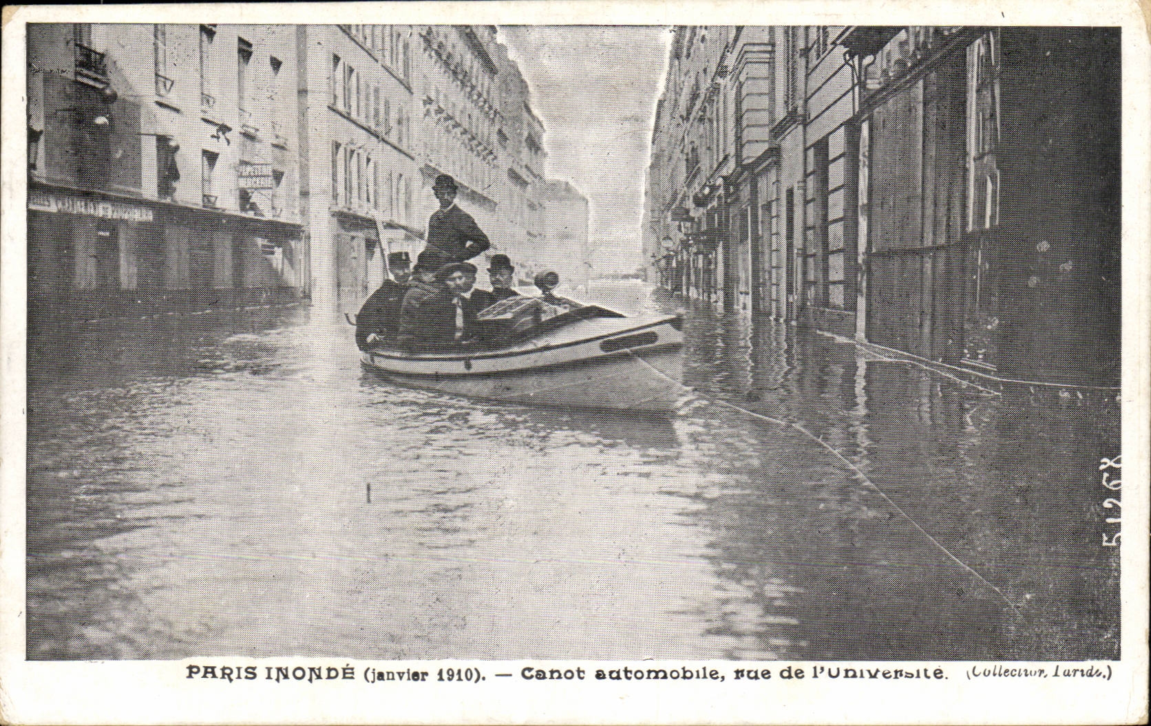 Paris CPA Inondations 1910 Canot automobile rue de l'universite