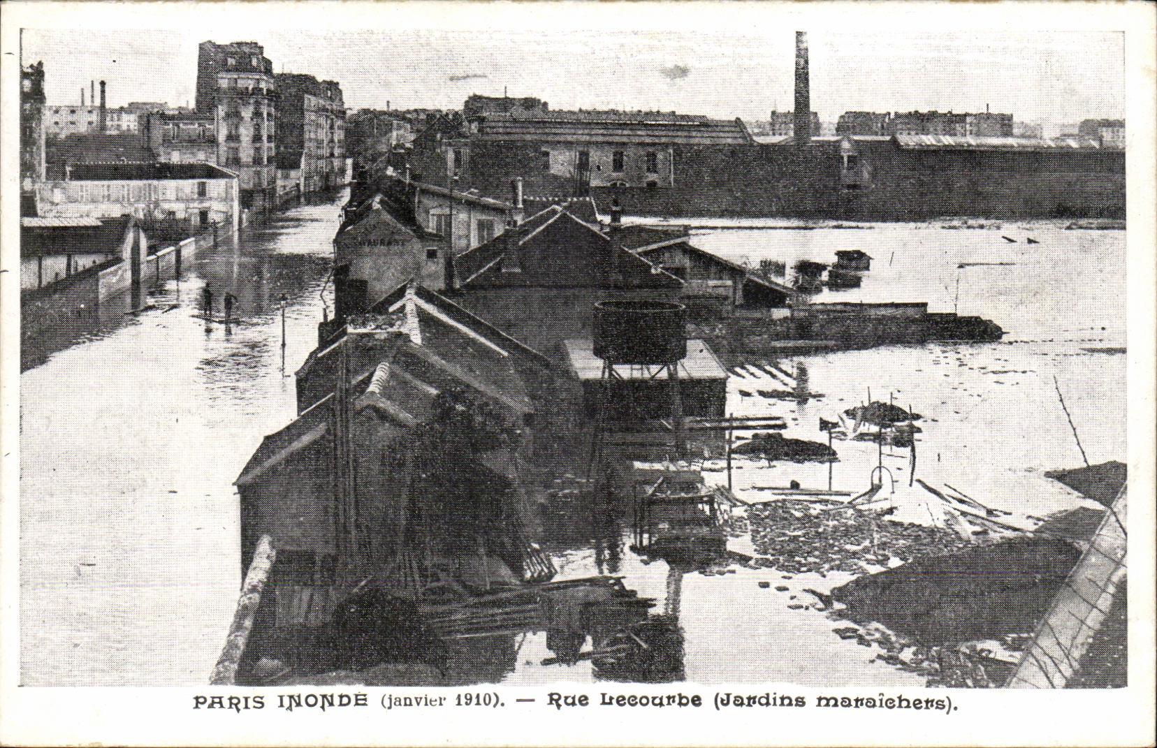Paris CPA Inondations 1910 Rue Lecourbe (jardins maraichers)