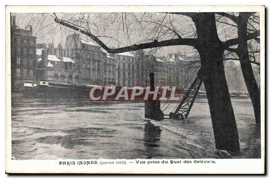 Paris CPA Inondations 1910 Vue prise du quai des Orfevres