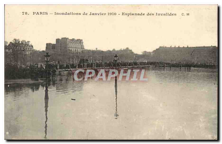 Paris CPA Inondations 1910 Esplanade des Invalides