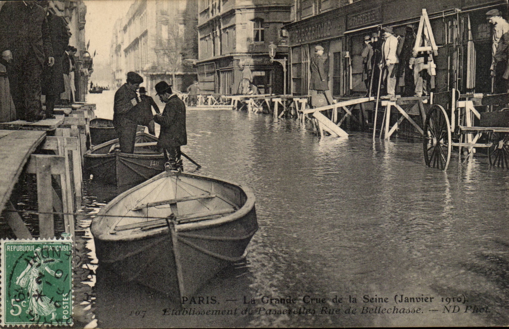 PARIJS — De Grote Vloed van de Seine (Januari 1910) — Rue de Bellechasse — ND Phot