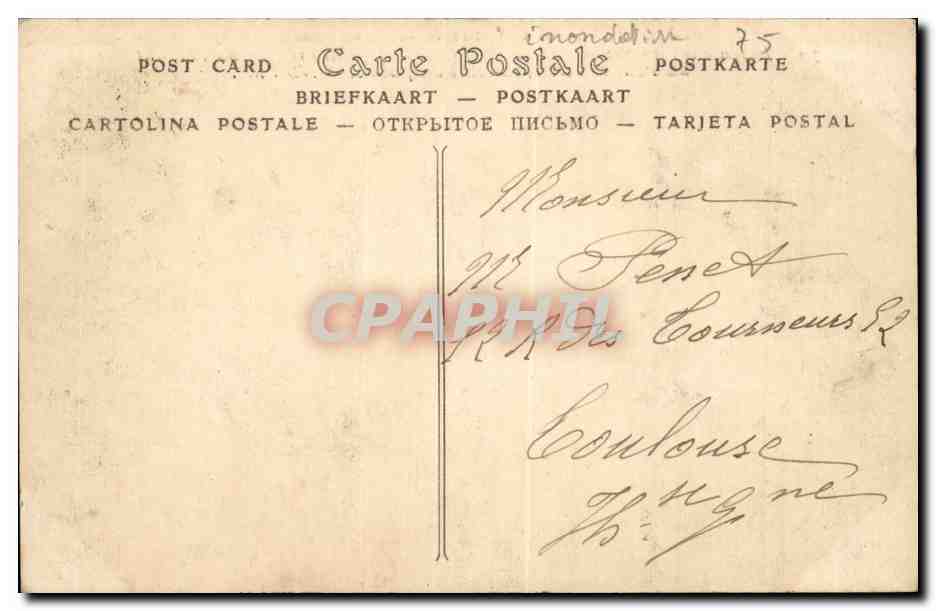 PARIS — La Grande Crue de la Seine (janvier 1910) — ND Phot. n°70 — Achterkant