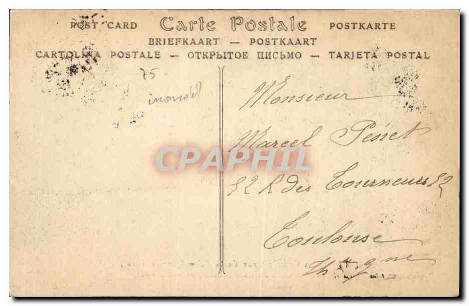 PARIJS — De Grote Vloed van de rivier de Seine (januari 1910). Een Kade van de Avenue Montaigne. — ND Fot. — N° 140 — Achterkant