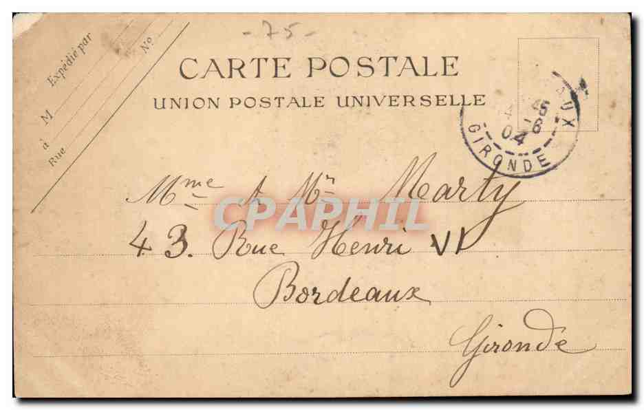 Paris CPA Station de Bastille (metro metropolitain) — Verso