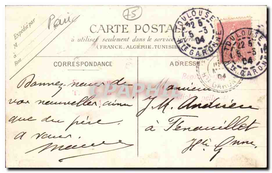 Paris CPA Avenue Pres de la Bastille — Verso