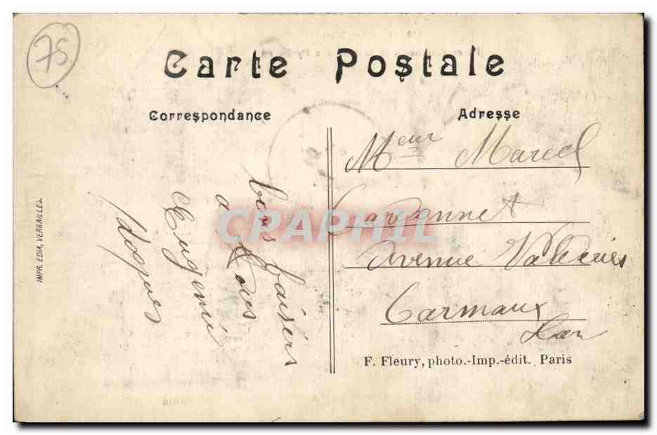 Plaza Gambetta y la Rue des Pyrénées — París — F. F. París, n°218 — Reverso