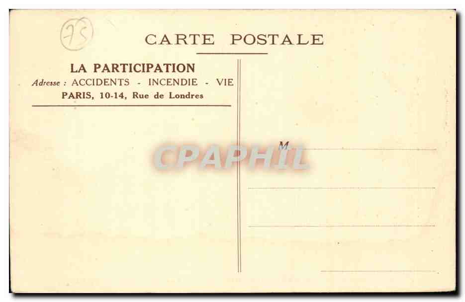 Paris CPA Siege social de la Participation 10 14 rue de Londres — Rückseite