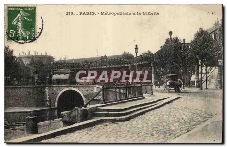 Paris CPA Metropilitain a la Villette (metro)