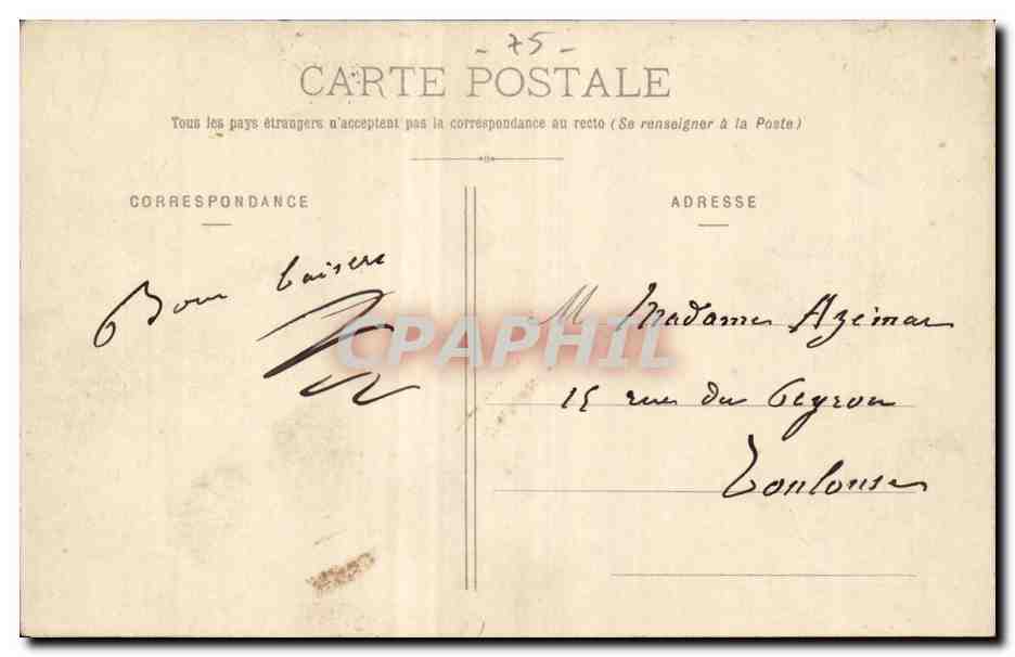 Paris CPA Metropilitain a la Villette (metro) — Rückseite