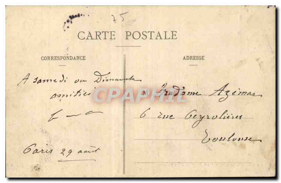 Paris CPA La mode nouvelle Les jupes pantalons Au bois (taxi automobile) TOP — Rückseite