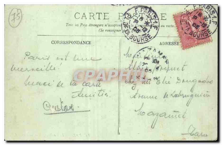 Paris CPA Faubourg Montmartre — Rückseite