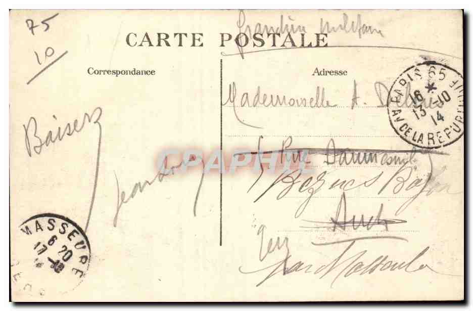 Paris CPA Avenue de la Republique Le lycee Voltaire — Rückseite
