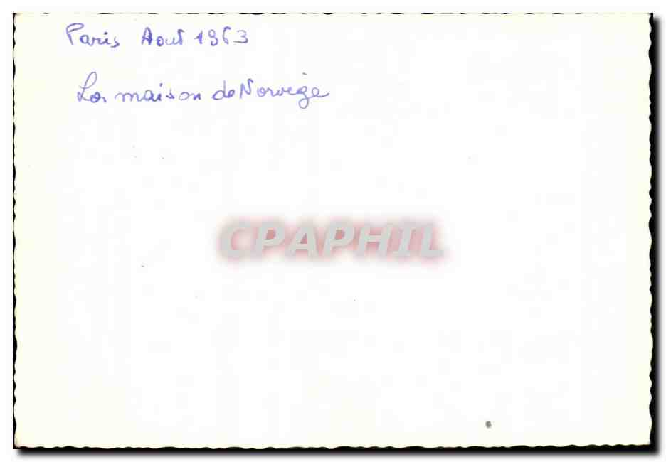 Paris CPA La maison de Norvege Aout 1963 (Norway) — Verso