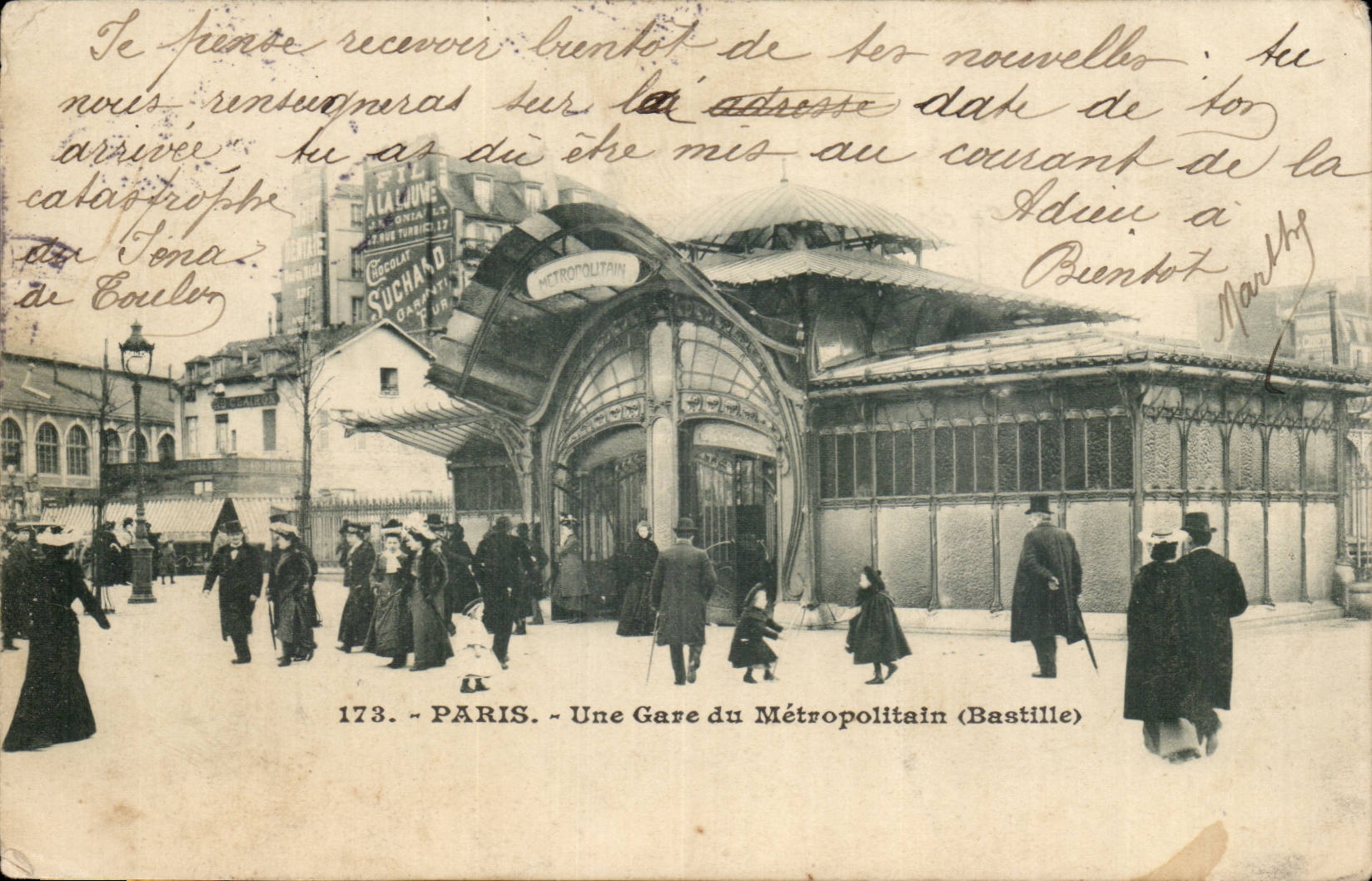 Paris CPA Une gare du MAtropolitain (metro) (Bastille)