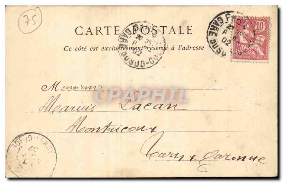 Paris CPA La gare du Nord — Verso