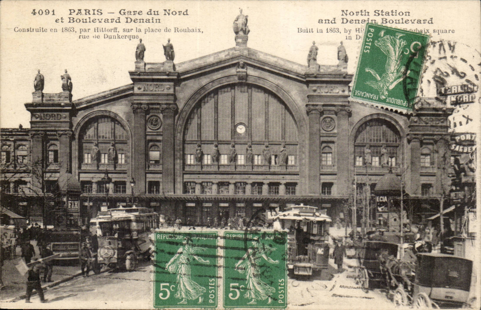 Paris CPA Gare du Nord et boulevard Denain