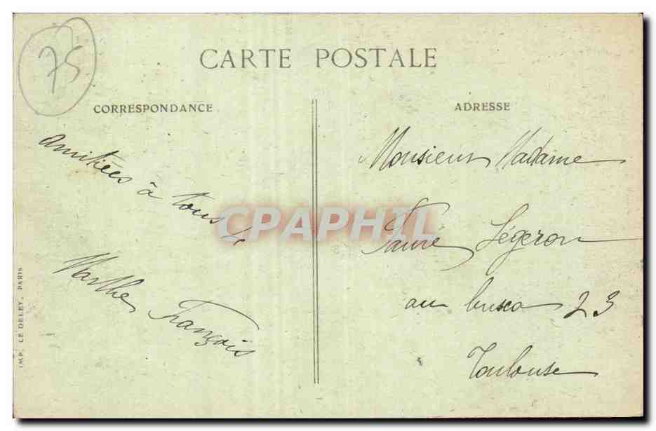 Paris CPA Gare du Nord et boulevard Denain — Verso
