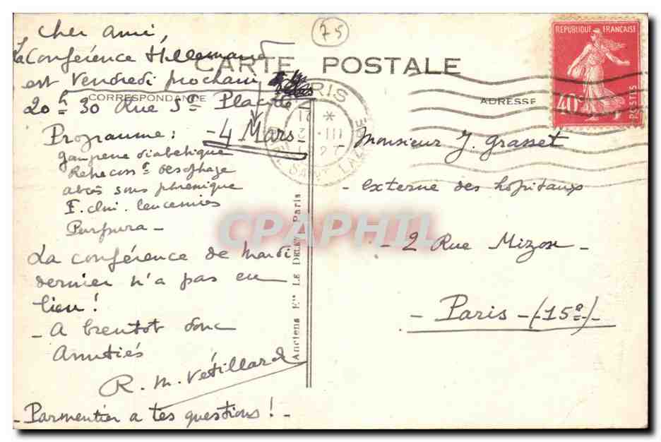 Paris CPA La Madeleine  — Verso