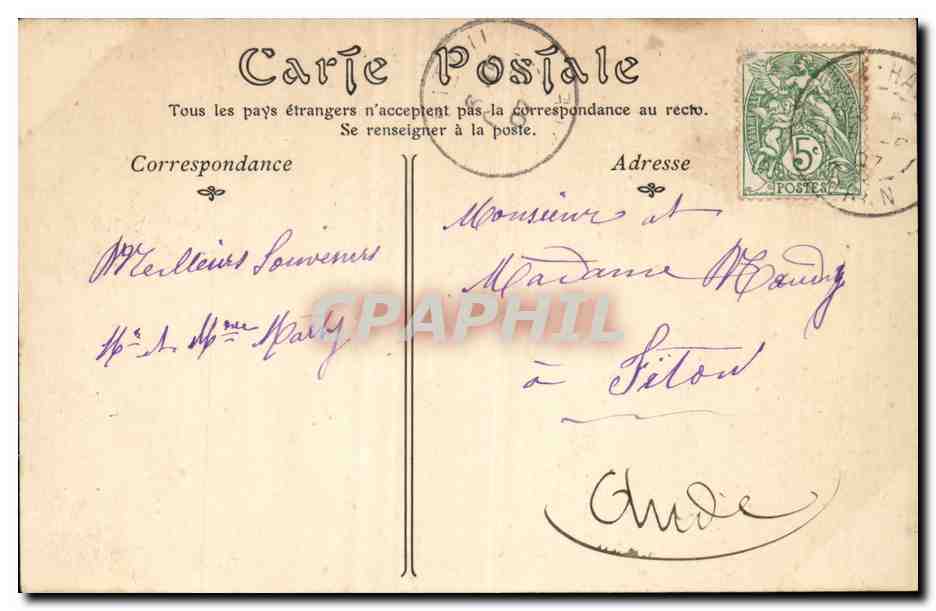 Paysages Sabariens — Traversée d'un Oued — Éditeur non identifié, n° de série 438 A — Reverso