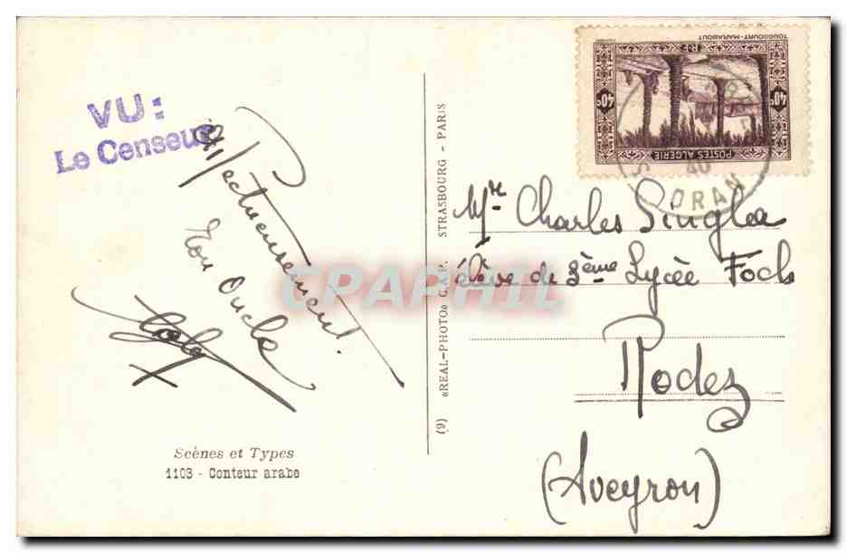 Arab Camp Scene — publisher Réal-Photo, no. 1103 — Back