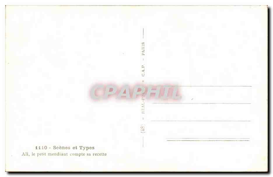 Algerie CPA Scenes et types Ali le petit mendiant compte sa recette — Back