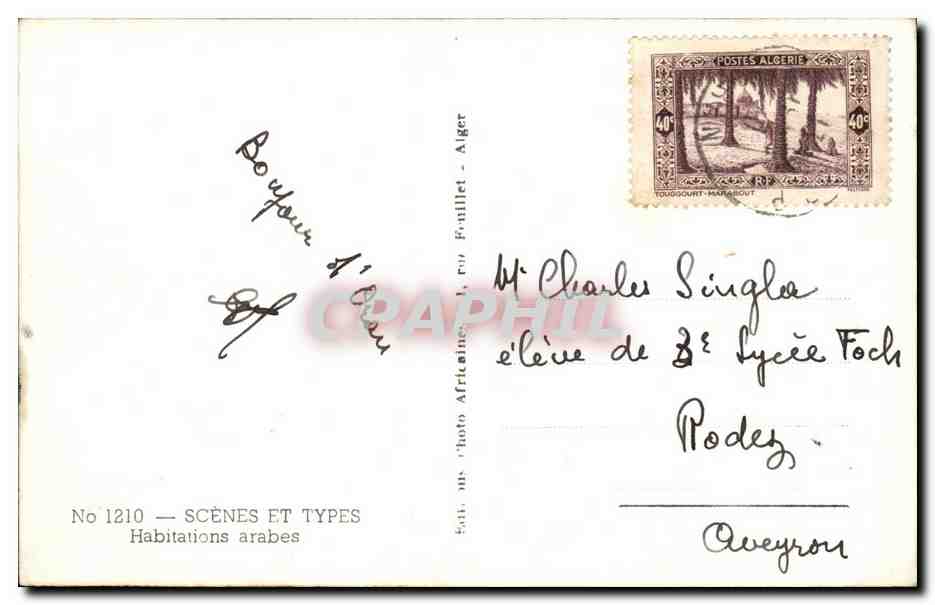 Algerie CPA Scenes et types Habitations arabes (ane donkey) — Back