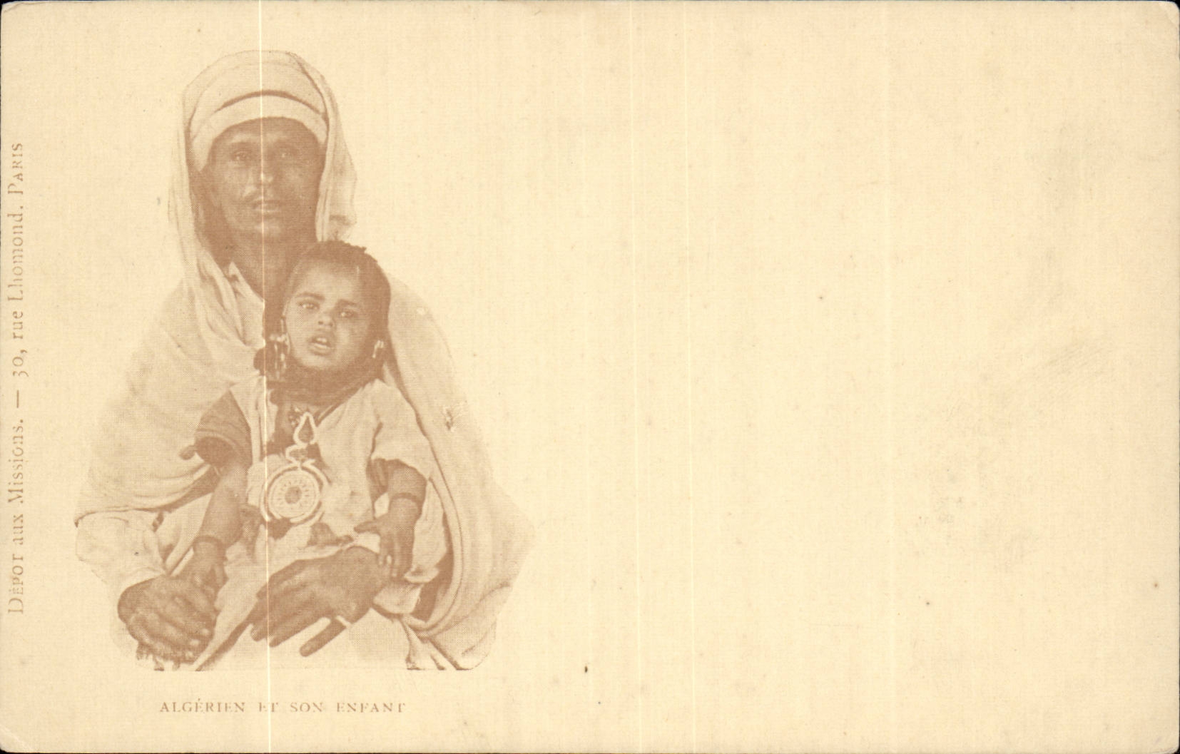 Algérien et son enfant — Dépôt aux Missions, Paris