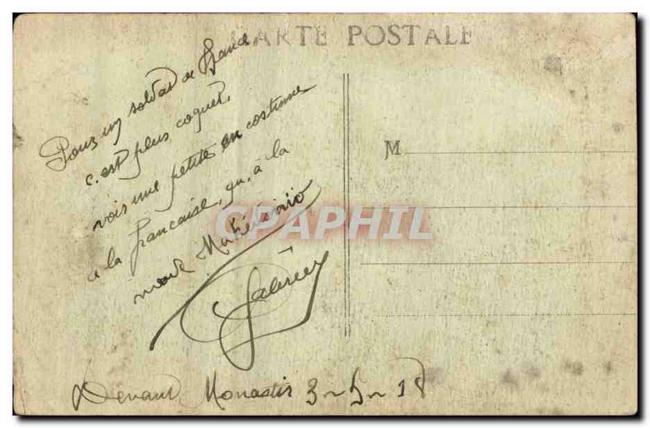 CPA Souvenir d'Orient 1914 1918 Jeune fille serbe en tenue de fetes (folklore) — Verso