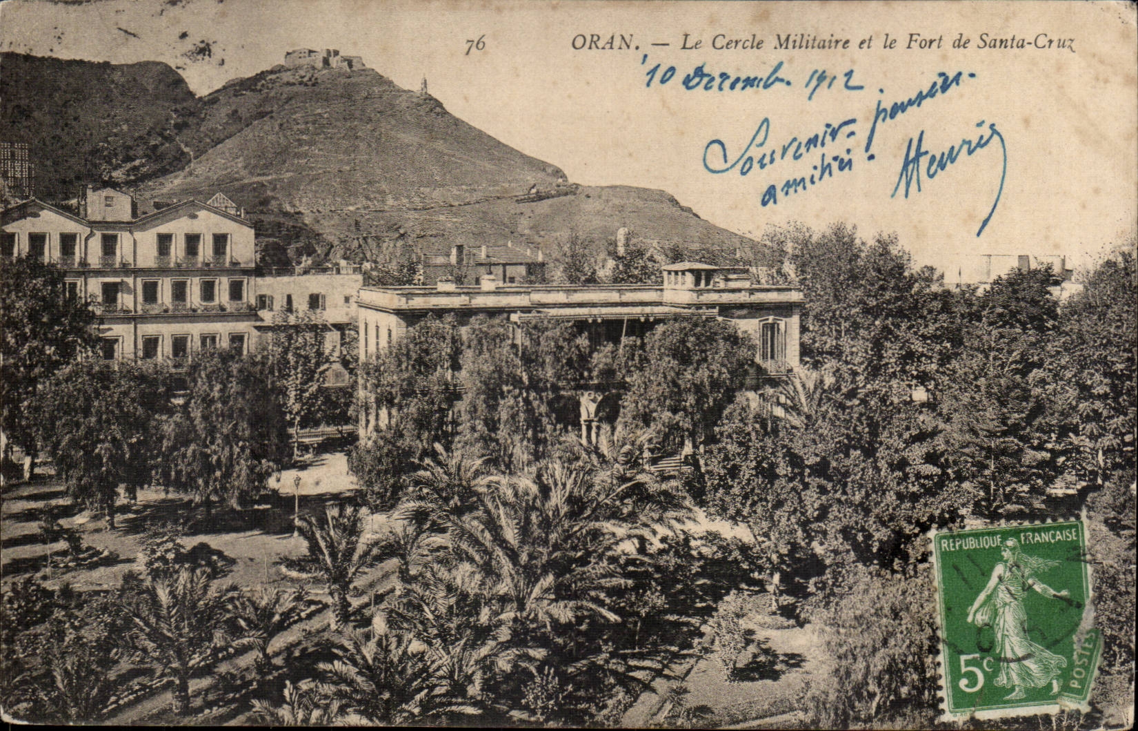 Algerie Oran CPA le cercle militaire et le fort de SAnta Cruz