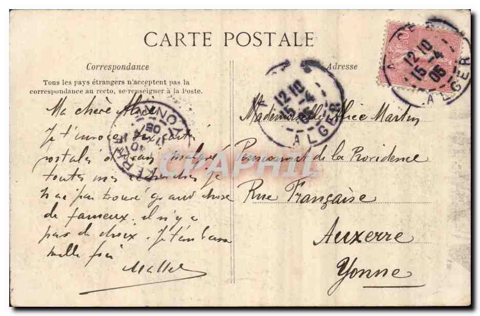 Algerie Oran CPA Le chateau neuf — Rückseite