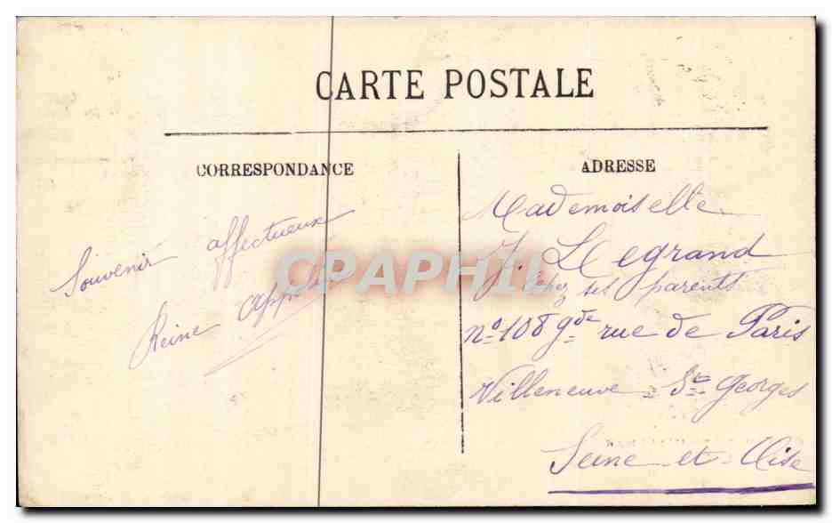Cimetière musulman dans l'oasis — Collection Idéale P.S. — timbre 5c vert — Verso