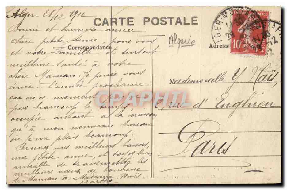 Algérie - Métiers indigènes - Dans le Sud - Tisseuse de Haïks dans son gourbi — Rückseite