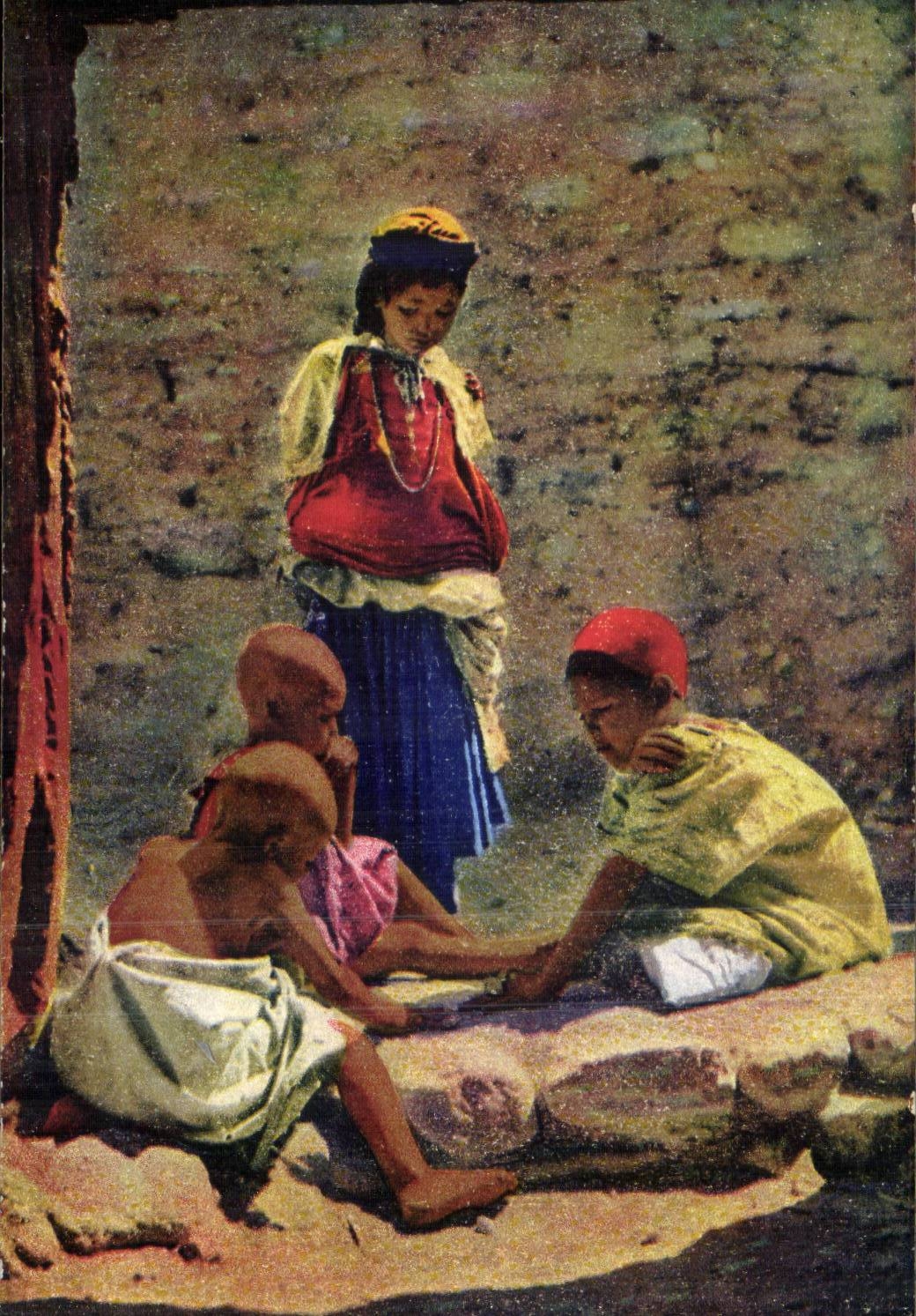 Algerie CPA Scenes et types Enfants arabes jouant