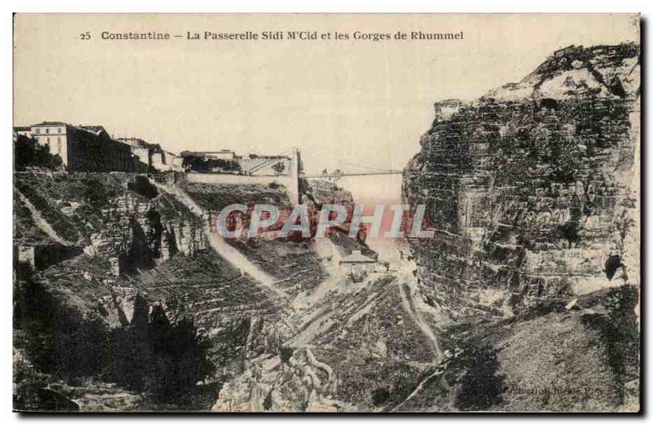 Algerie Constantine CPA La passerelle Sidi M Cid et les gorges de Rhimmel