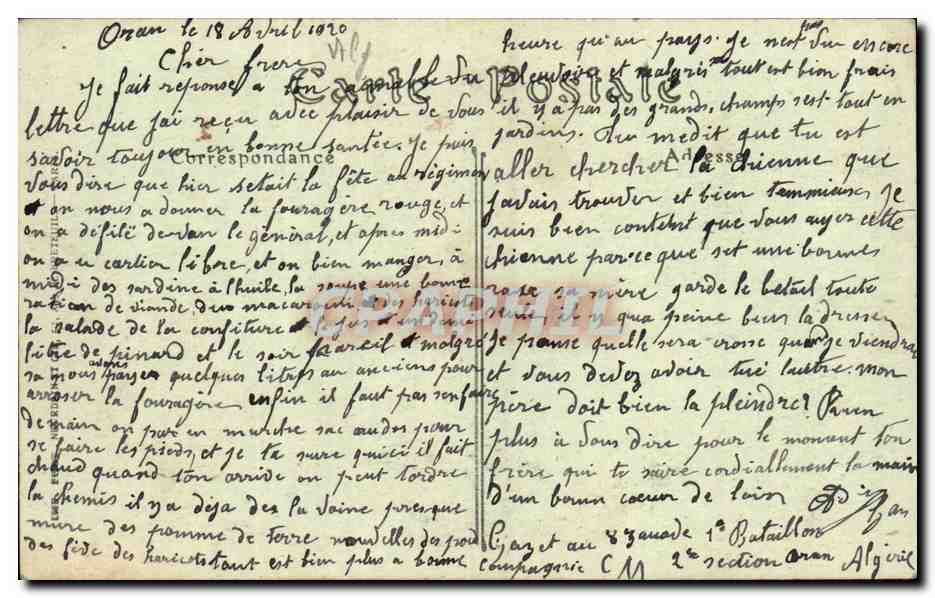 Algerie Oran CPA L'hopital militaire et l'eglise Saint Louis — Rückseite