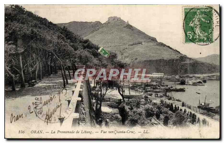 Oran - La Promenade de Létang - Vue vers Santa-Cruz - LL. N° 156