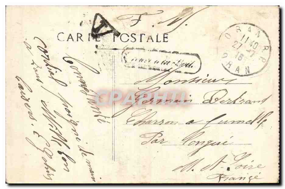 Algerie Oran CPA Hotel de ville — Rückseite
