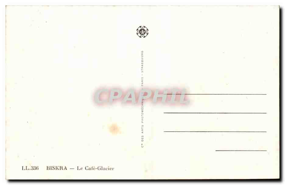 Algerie CPA Biskra le cafe glacier — Verso