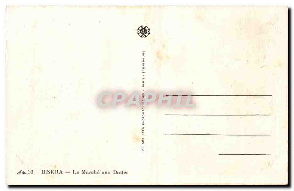 Algerie CPA Biskra Le marche aux dattes — Verso