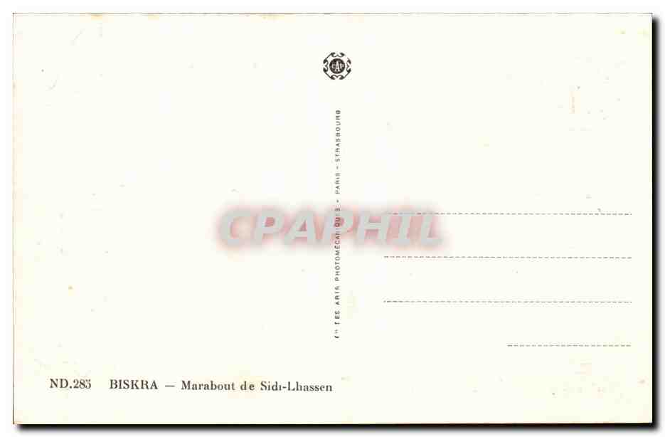Algerie CPA Biskra Marabout de Sidi Lhassen — Rückseite