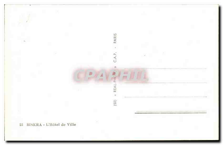 Constantine - Algerie - Algeria - Afrique - Africa - Biskra - L'Hotel de Ville - CPA  — Rückseite
