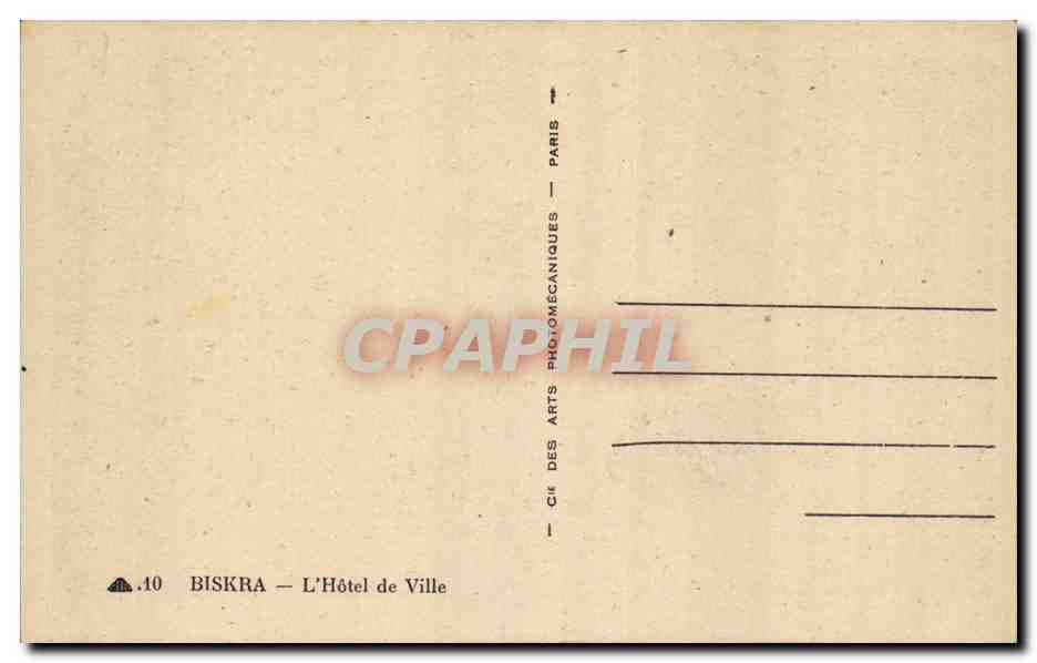 Constantine - Algerie - Algeria - Afrique - Africa - Biskra - L'Hotel de Ville - CPA  — Back