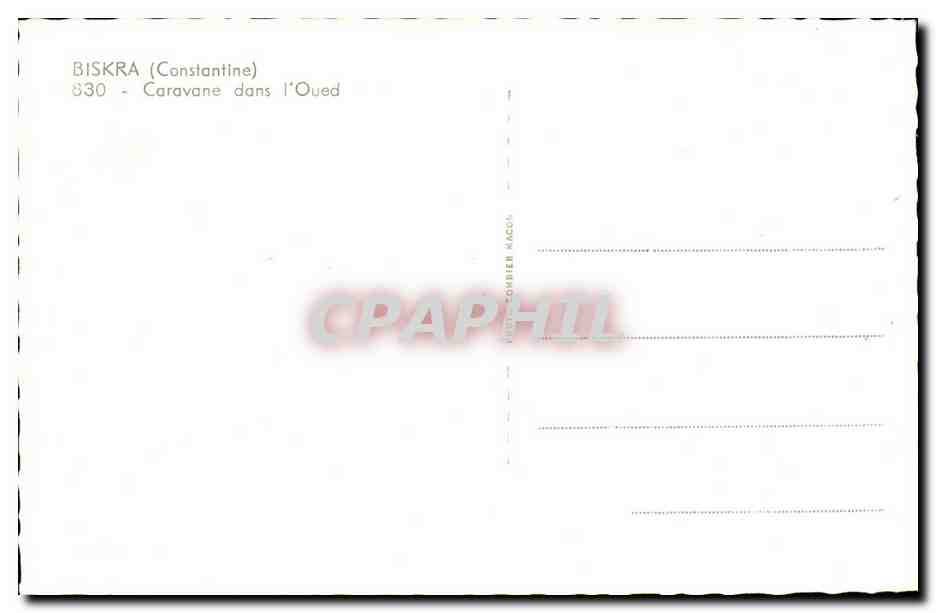 Biskra (Constantine) — Caravane dans l'Oued — Cimy — Verso