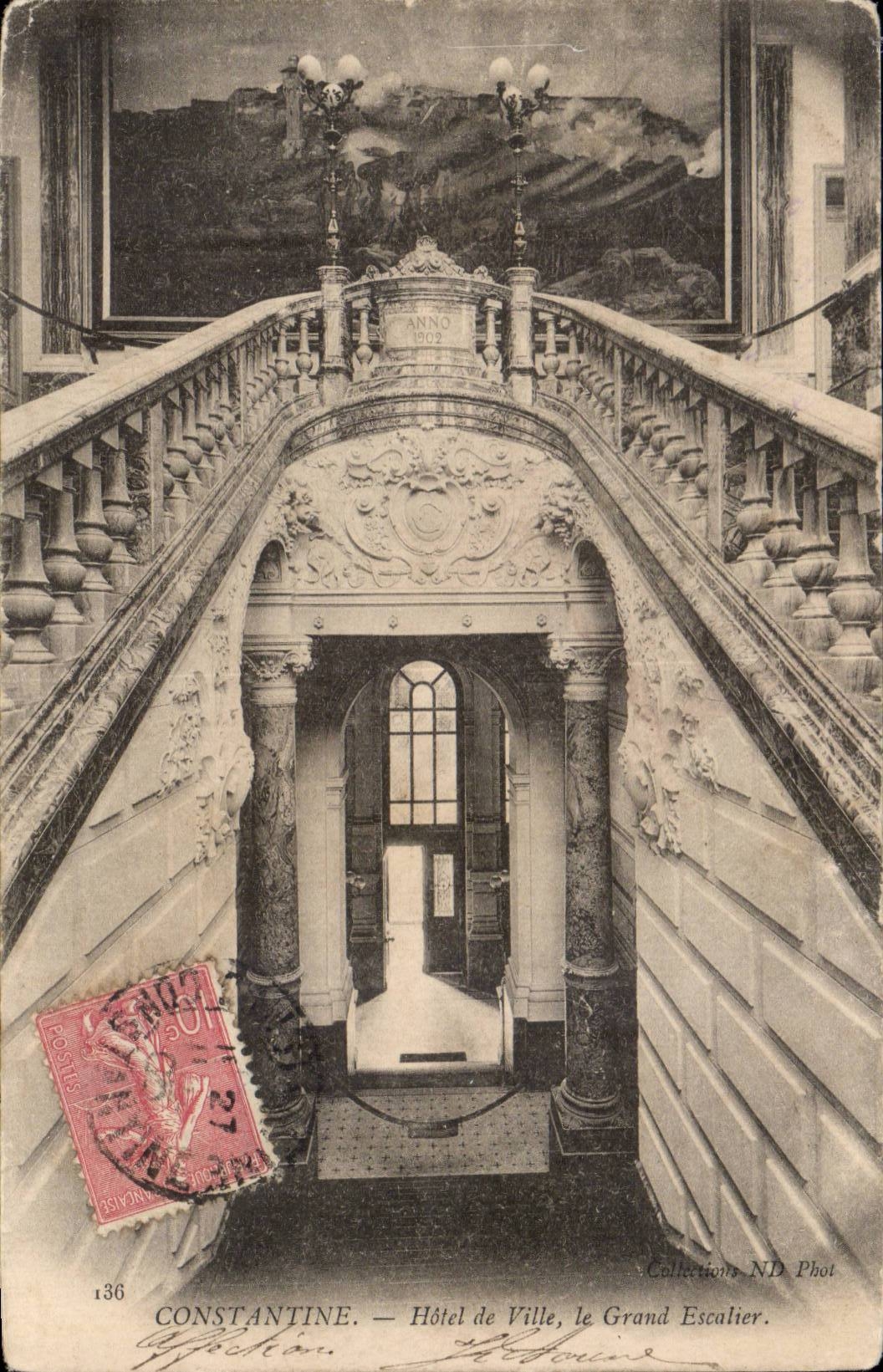 Constantine - Algerie - Afrique - Hotel de Ville - Le Grand Escalier - CPA 