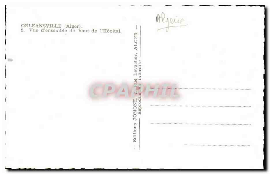 Algerie - Afrique - Orleansville - Vue d'ensemble du haut de l'Hopital - CPA  — Back