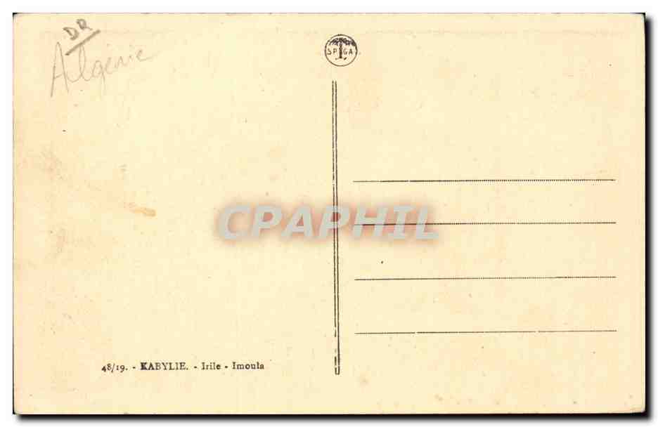 Algerie Kabylie CPA Irile Imoula — Rückseite