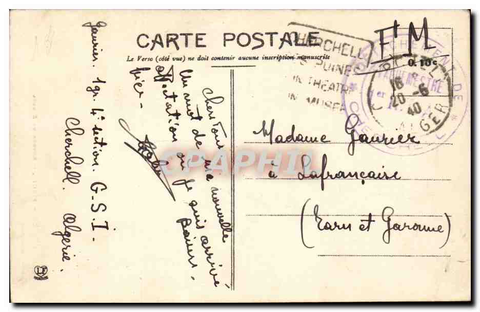 Algerie Figuig CPA Entree de Zenaga — Rückseite